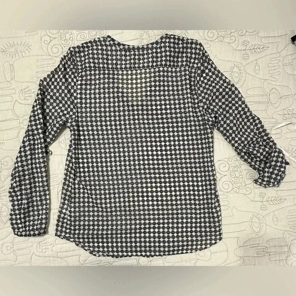 Anthropologie Holding Horses Black White Top with Tab Sleeves Size 12 - Picture 2 of 10